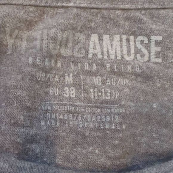 Amuse Society Shirt Top Blouse Women's Medium Grey Cosmic Crusin Logo - Picture 6 of 7